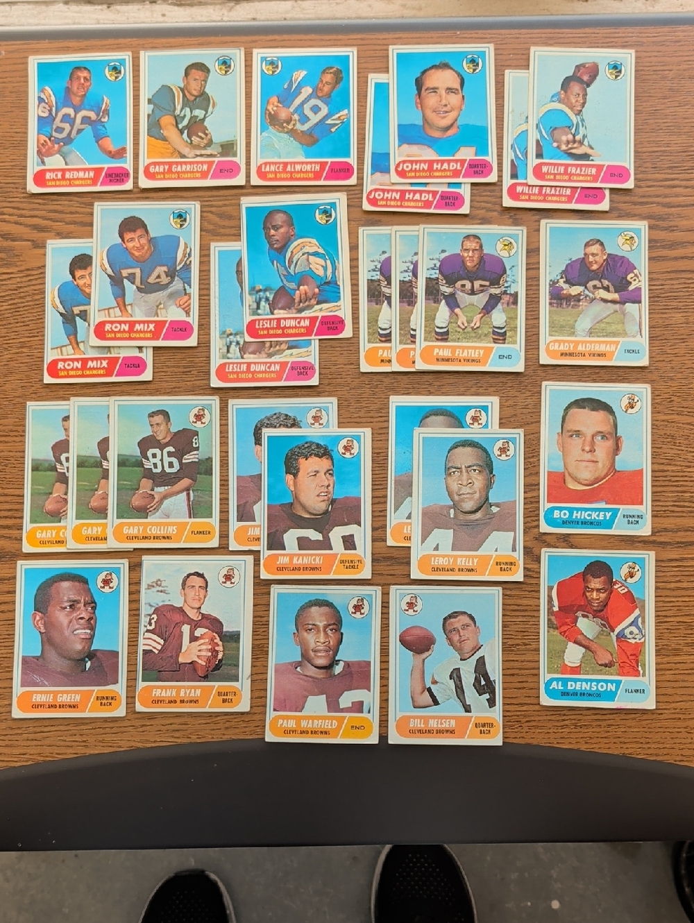 Vintage 1968 Football Trading Card Lot - Multi Team